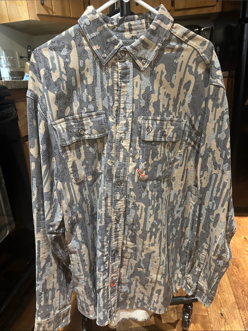 Men's heavier Button-Up Shirt Jacket in Gray and Cream